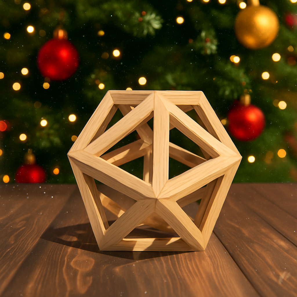 Icosaedro in legno - Solido Platonico artigianale